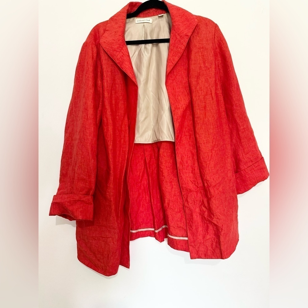 Coldwater Creek Red Blazer with 3/4 Sleeves and Open Front size W18 linen